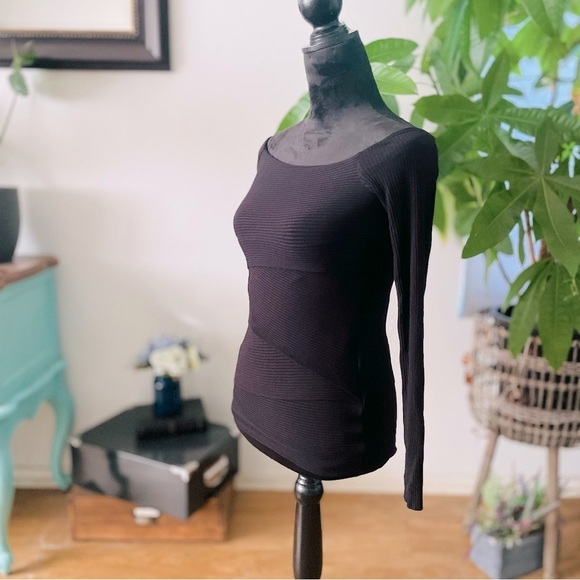 Bailey/44 Off-The-Shoulder Ribbed Knit Bandage Layered Casual Long Sleeve Top - Picture 5 of 8